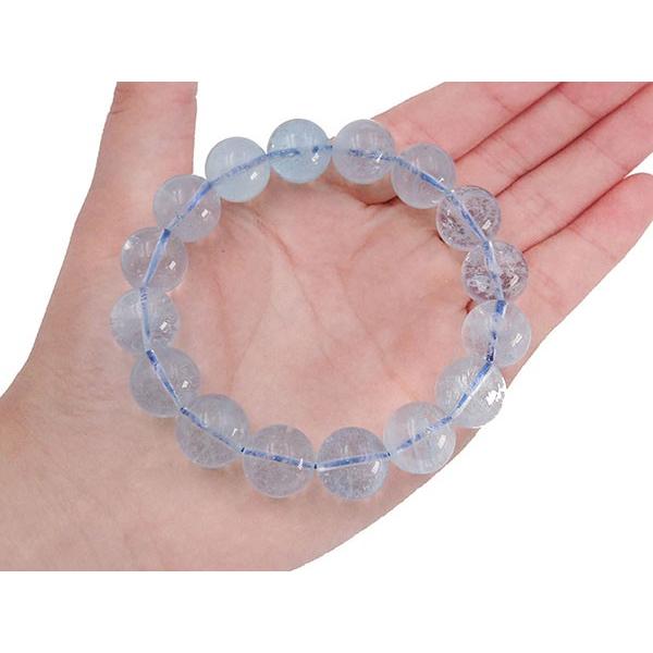 13mmアクアマリン 彫刻付ブレスレット