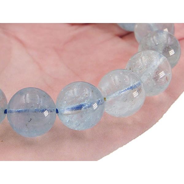 高品質 1点もの 】 アクアマリン ブレスレット 大玉 12mm 玉 ブ天然石