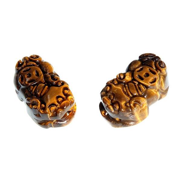 ヒキュウ 貔貅 ペア 雌雄一対 セット タイガーアイ 虎目石 虎目