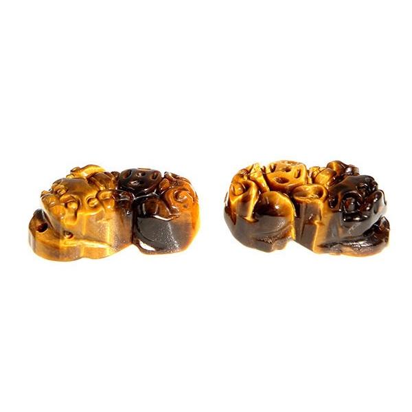 ヒキュウ 貔貅 ペア 雌雄一対 セット タイガーアイ 虎目石 虎目