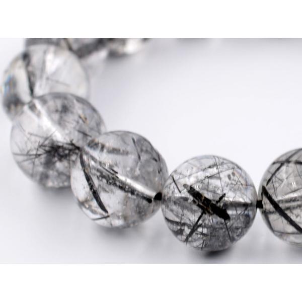 ブラックルチルクォーツ ブレスレット ブラックルチル ブレスレット ブラックルチルクォーツ ブレスレット 14.6〜15mm 天然石 ブレスレット 水晶の画像