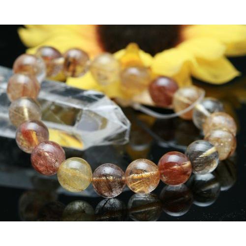 ブレスレット カラールチルクォーツ 10mm ミックスルチルクォーツ 