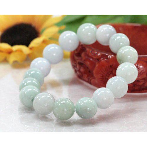 大玉。天然石 希少色 翡翠ブレスレット Amazon｜[石街] 厳選 4A ひすい 豆青色 大玉 約13.5mm 数珠