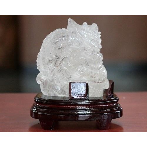 龍 置物 開運 干支置物 風水 水晶 龍 昇り龍彫り 置き物 専用木製台