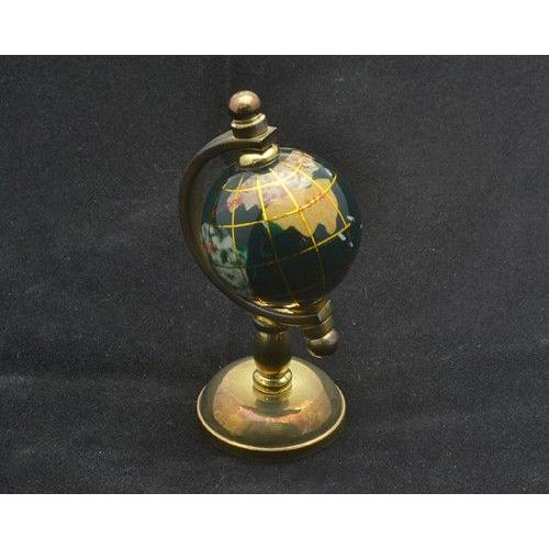 地球儀 置物 天然石 パワーストーン ゴールド ブルー