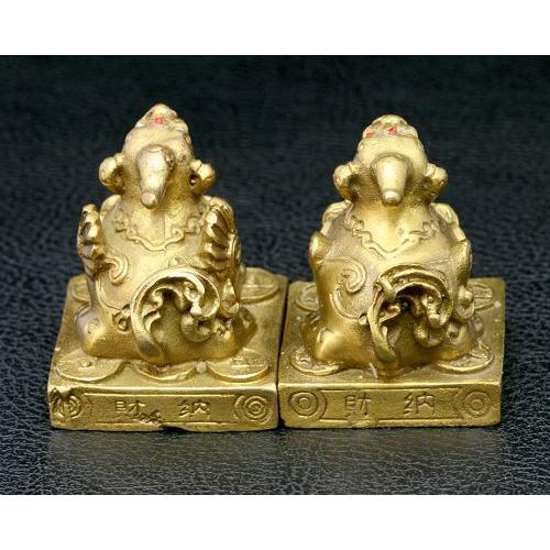 置物 ヒキュウペア 銅製ヒキュウ 風水 貔貅雌雄 一対置物 ミニサイズ 