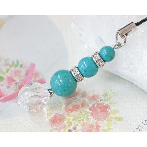 ターコイズ トルコ石 水晶 ストラップ ターコイズ水晶ストラップ 旅の