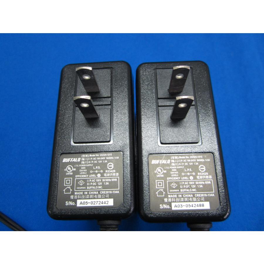 HAD-37□BUFFALO ACアダプタ 2個セット ピン有り UU324-1215 12V 1.5A