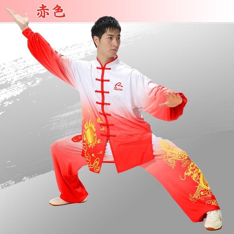 太極拳 / 太極拳服 / 太極拳表演服 / カンフー服 / 演舞服 / 武術 / カンフー / 気功　Realax 男女牛乳糸中国龍グラデーション太極拳服_1
