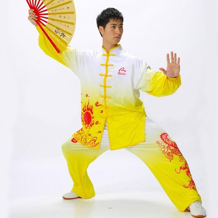 太極拳 / 太極拳服 / 太極拳表演服 / カンフー服 / 演舞服 / 武術 / カンフー / 気功　Realax 男女牛乳糸中国龍グラデーション太極拳服_5