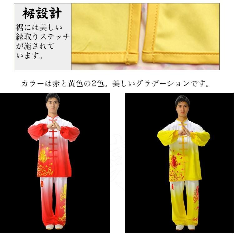 太極拳 / 太極拳服 / 太極拳表演服 / カンフー服 / 演舞服 / 武術 / カンフー / 気功　Realax 男女牛乳糸中国龍グラデーション太極拳服_9