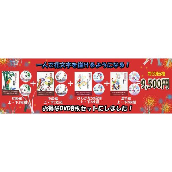 初級・中級・ひらがな・漢字編各2枚組のDVDが全てセットになったお