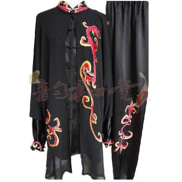 太極拳 / 太極拳服 / 太極拳表演服 / カンフー服 / 武術服 刺繍表演服　刺繍太極拳表演服　三セット刺繍表演服　武術高級黒色刺繍表演服
