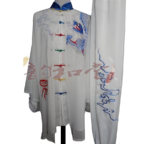 太極拳 / 太極拳服 / 太極拳表演服 / カンフー服 / 武術服 刺繍表演服　三セット刺繍表演服　武術高級白色刺繍龍表演服