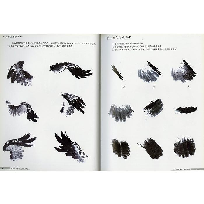 日本画集 墨彩画集 俳画、参考本 [名家国画技法・雄鷹画譜] : 黄河文化