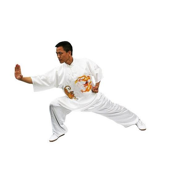 少林拳 少林拳服 刺繍服 カンフー服 武術服 演舞服 武術 カンフー 気功 龍虎白色武術表演服 Sb 0001 黄河文化店 通販 Yahoo ショッピング