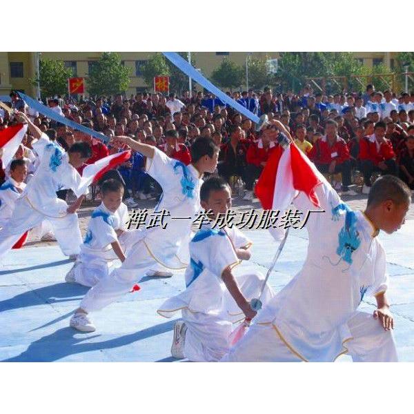 少林拳 / 少林拳服 / カンフー服 / 武術服 / 演舞服 / 武術 / カンフー / 気功 少林白地刺繍龍表演服｜kougabunkaten｜02