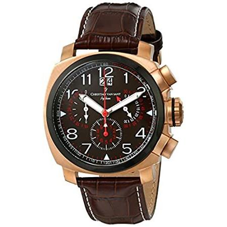 割引クーポン メンズ Sant Van Christian Cv3Au4グランドPythonのアナログディスプレイスイスクォーツ時計 褐色好評販売中 標準 腕時計