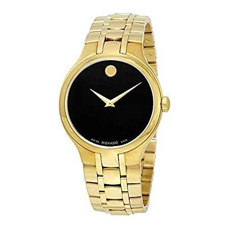 【超特価sale開催】  Movado 0607227好評販売中 イエローゴールドPVDウォッチ ブラックダイヤル 腕時計