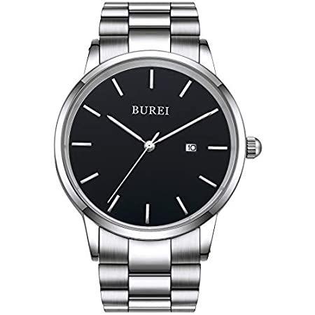 堅実な究極の BUREI Slim Stain好評販売中 Men for Watch Quartz Casual Simple Date Analog Watch Men's 腕時計