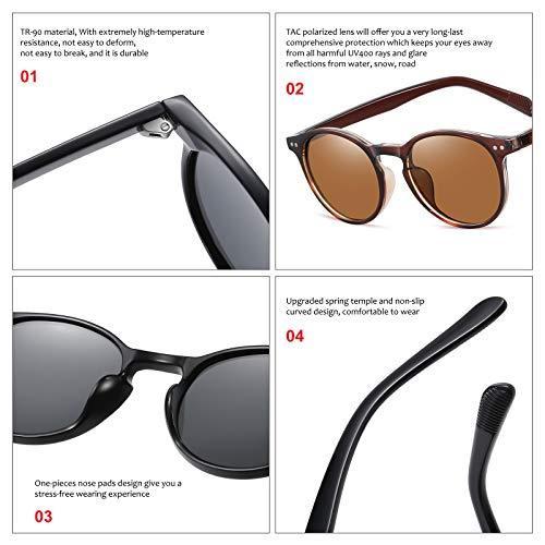Polarized Sunglasses for Women Men Retro Round Sun Glasses 100% UV Blocking好評販売中｜kougetsudou｜04
