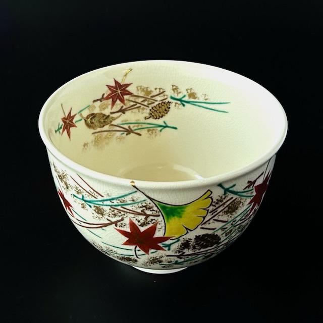 新品】茶道具 仁清写 吹寄せ絵 茶碗 田中方円 共箱 京焼 ふきよせ 色絵