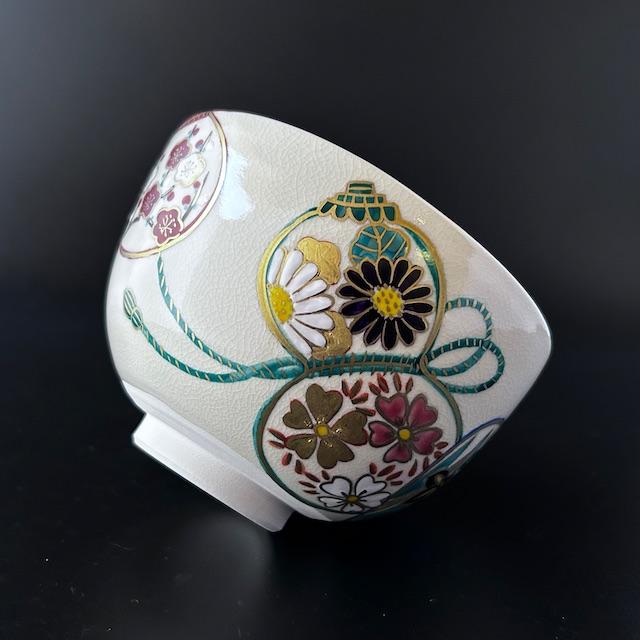 新品】茶道具 色絵 瓢草花絵 茶碗 中村華峰 共箱 京焼 四季 茶会 薄茶