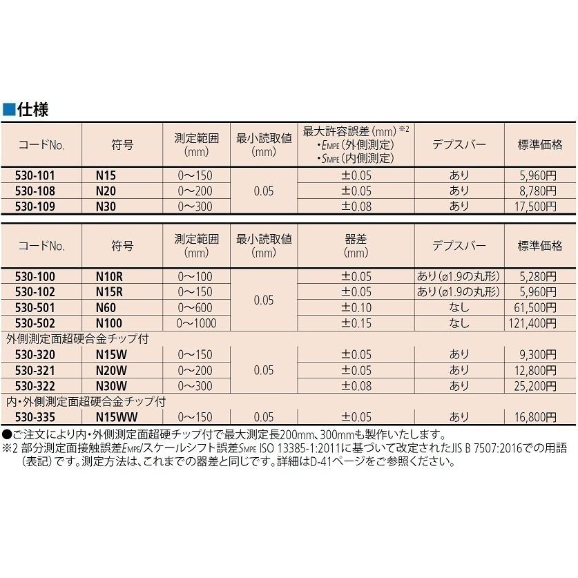 型式 N30w 530シリーズ M形標準ノギス 外側測定面超硬合金チップ付 ミツトヨ Mitutoyo 530 322 ネット通販工具ショップ 通販 Yahoo ショッピング