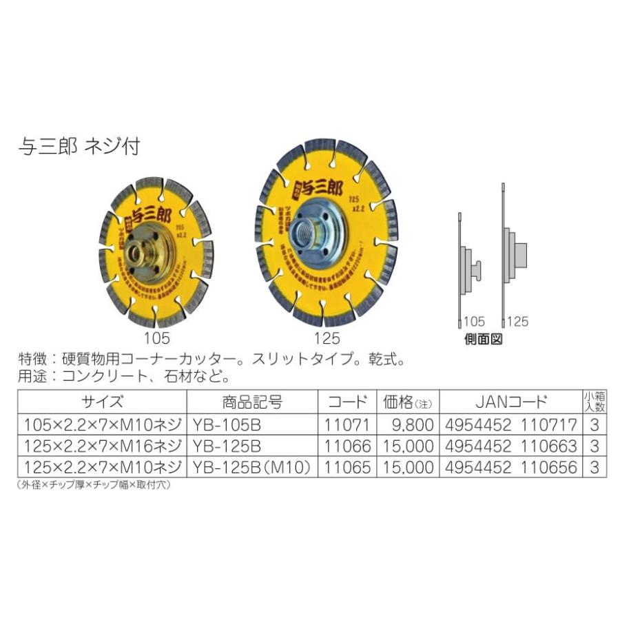 ツボ万 ダイヤモンドカッター 与三郎 ネジ付き YB-105B 105×M10ネジ 