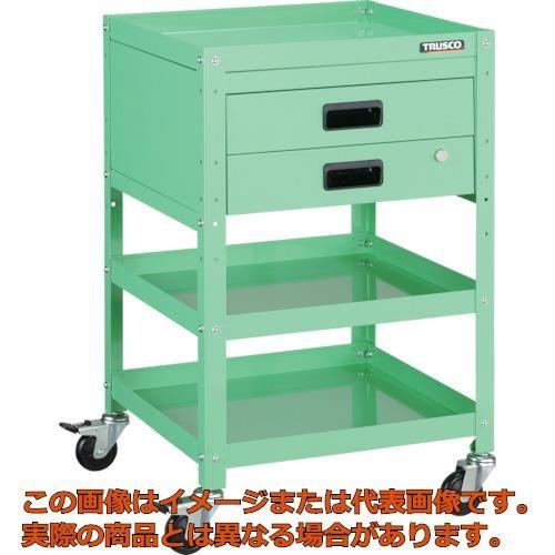 ＴＲＵＳＣＯ　ツールワゴン　ラビットワゴン　５００Ｘ５００　引出２段付　ヤンググリーン