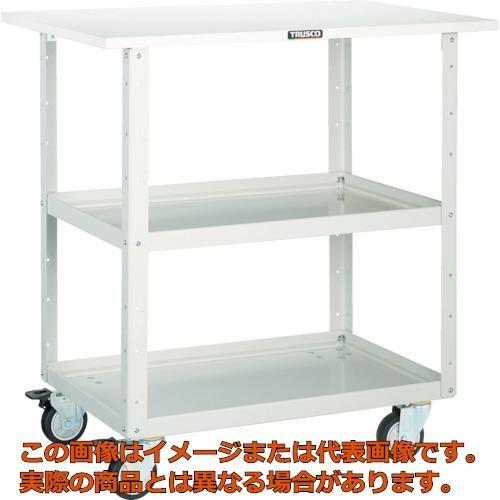 【代引不可・配送日時指定不可】ＴＲＵＳＣＯ　ツールワゴン　イーグルワゴン　７５０Ｘ５００　天板付　ウレタン４輪自在　ホワイト