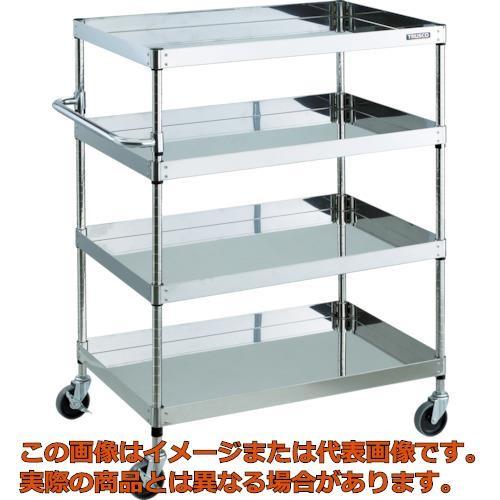 【代引不可・配送日時指定不可】ＴＲＵＳＣＯ　ステンレスワゴン　３０４クリーンフェニックス　９００Ｘ６００　４段