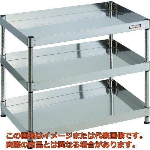 【代引不可・配送日時指定不可】ＴＲＵＳＣＯ　ステンレスワゴン　３０４クリーンフェニックス　ラック型　６００Ｘ４００　３段