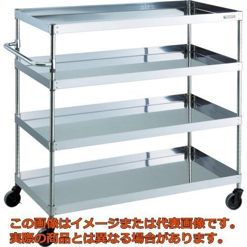 【代引不可・配送日時指定不可】ＴＲＵＳＣＯ　ステンレス製ワゴン　クリーンフェニックスワゴン　ＳＵＳ４３０　Ｗ６００×Ｄ４００×Ｈ１２００　４段