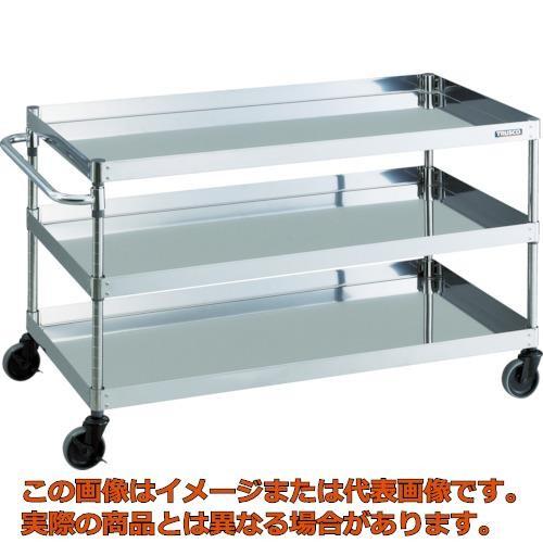【代引不可・配送日時指定不可】ＴＲＵＳＣＯ　ステンレス製ワゴン　クリーンフェニックスワゴン　ＳＵＳ４３０　Ｗ９００×Ｄ６００×Ｈ７４０　３段