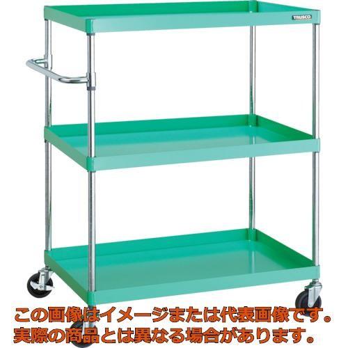 【代引不可・配送日時指定不可】ＴＲＵＳＣＯ　ツールワゴン　フェニックスワゴン　省音　９００Ｘ６００ＸＨ１２００　３段　ヤンググリーン