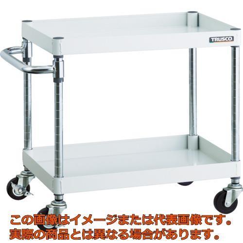 【代引不可・配送日時指定不可】ＴＲＵＳＣＯ　ツールワゴン　フェニックスワゴン　　６００Ｘ４００　２段　Φ７５ゴム車輪　ホワイト