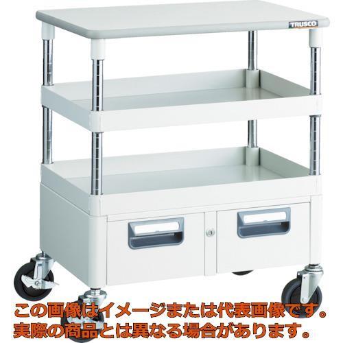 【代引不可・配送日時指定不可】ＴＲＵＳＣＯ　ツールワゴン　フェニックスワゴン　省音　７５０Ｘ５００ＸＨ７４０　引出　天板付　ホワイト