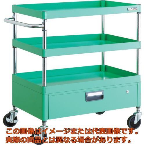 【代引不可・配送日時指定不可】ＴＲＵＳＣＯ　ツールワゴン　フェニックスワゴン　省音　６００Ｘ４００ＸＨ８８０　１段引出付　ヤンググリーン