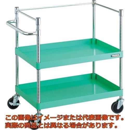 【代引不可・配送日時指定不可】ＴＲＵＳＣＯ　ツールワゴン　フェニックスワゴン　省音　７５０Ｘ５００ＸＨ８８０　３方枠付　ヤンググリーン