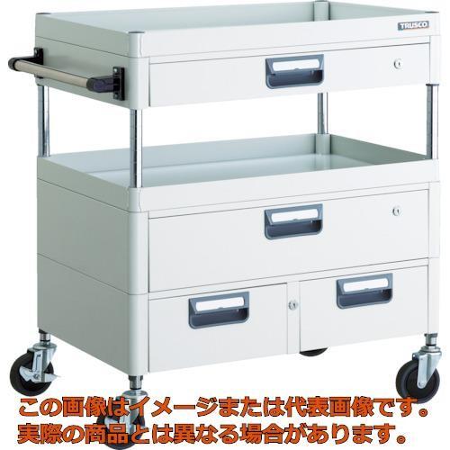 【代引不可・配送日時指定不可】ＴＲＵＳＣＯ　ツールワゴン　フェニックスワゴン　省音　７５０Ｘ５００ＸＨ８８０　引出付　ホワイト
