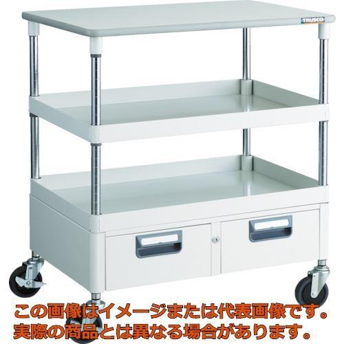【代引不可・配送日時指定不可】ＴＲＵＳＣＯ　ツールワゴン　フェニックスワゴン　省音　７５０Ｘ５００ＸＨ８８０　引出　天板付　ホワイト