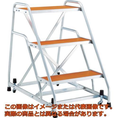 【代引不可・配送日時指定不可】ＴＲＵＳＣＯ　アルミ製作業用踏台　マグネット保持キャスター　高さ０．９ｍ３段