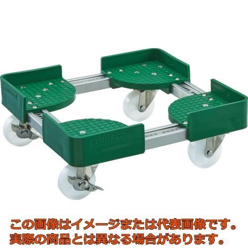 ＴＲＵＳＣＯ　伸縮式コンテナ台車ＳＵＳ　内寸３００−４００Ｘ５００−６００　ストッパー付