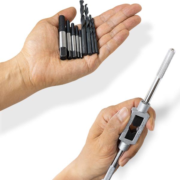 折れたやつです エキストラクター 鉄鋼用ドリル ハンドル付 11個組 スクリュー