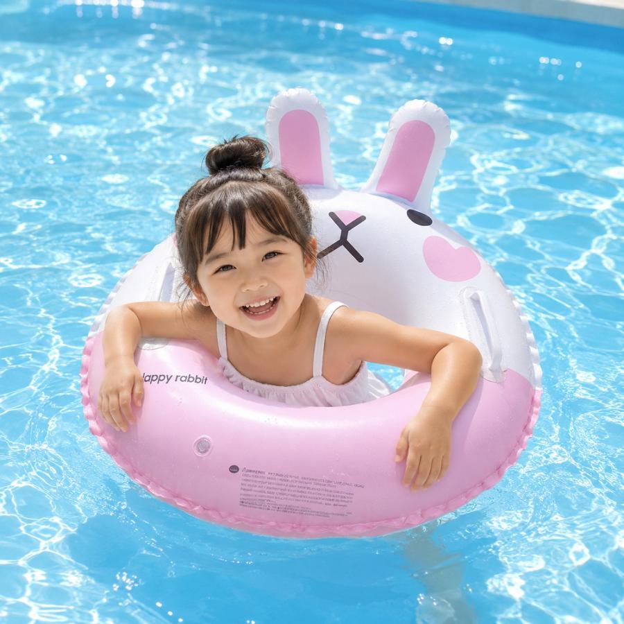 うきわ うさぎ型 浮き輪 65cm ハンドルグリップ付き かわいい浮輪