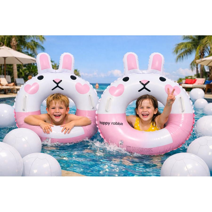 浮き輪♡うさぎさん うきわ うさぎ型 浮き輪 65cm ハンドルグリップ付き かわいい浮輪