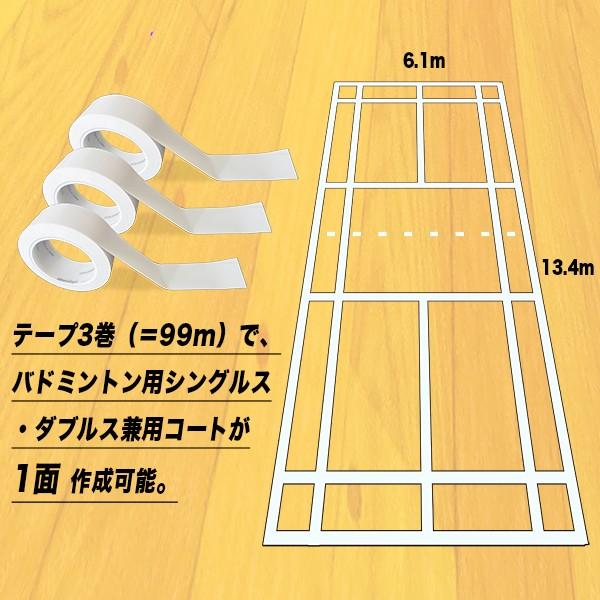 ラインテープ コートテープ 3巻セット 白 40mm×33m バドミントン ラインテープ コートテープ 3巻セット 白 40mm×33m バドミントン