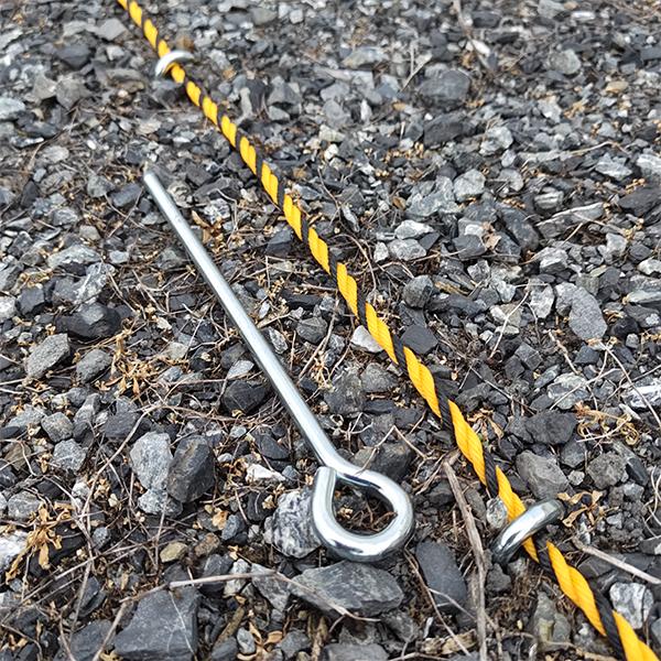 丸形ペグ ロープ止め 4本 ロープ釘 トラロープ 杭 テントペグ 固定金具