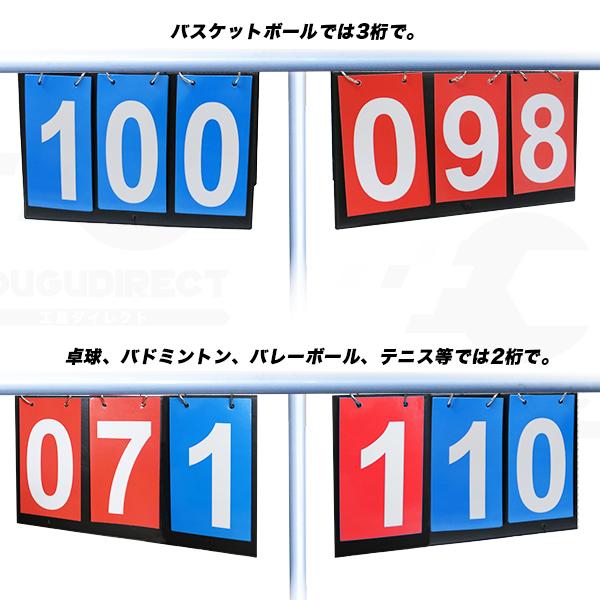 スコアボード 3桁 2セット 大きな卓上得点板 0から99を表示 赤青セット